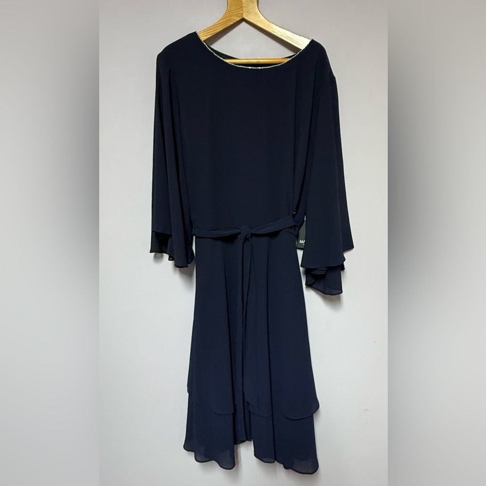 NWT Marina RHINESTONE 20W Flutter Sleeve DRESS